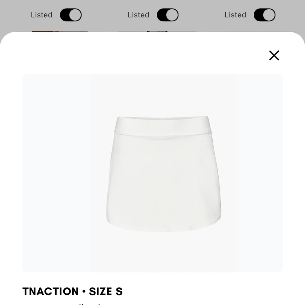 TnAction Tnamove Rally Skirt White Athletic Tennis Skort Size Small - Picture 4 of 4